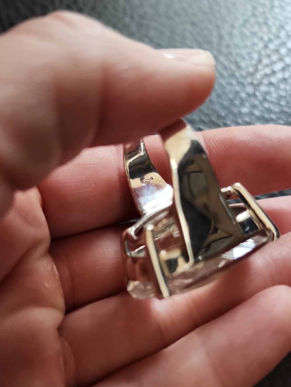 Sterling Silver Clear Quartz Cocktail Ring - Size 10 - Picture 10 of 12